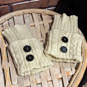 Cable Knit Fingerless Gloves with Buttons